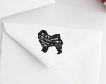Chow Chow Return Address Stamp, Dog Owner Gift, Wooden Handle, Custom Rubber Stamp