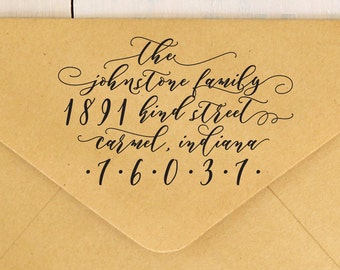 Calligraphy Address Stamp / Tampon Adresse, Tampon Encreur / Personalized  Stamp SELF INKING / Return Address Stamp / Custom Name Stamp 1162D 