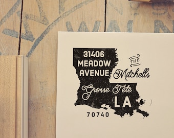 Louisiana Return Address Stamp, State Stamp Personalized Gift Housewarming Gift Newlywed Gift Rubber Stamp Louisiana Stamp Custom Gift Idea