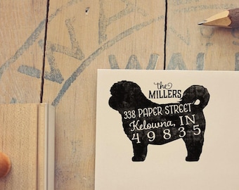 Shih Tzu Return Address Stamp, Dog Owner Gift, Wooden Handle, Custom Rubber Stamp