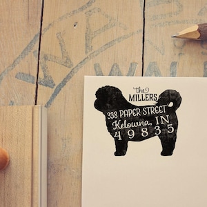 Shih Tzu Return Address Stamp, Dog Owner Gift, Wooden Handle, Custom Rubber Stamp image 1