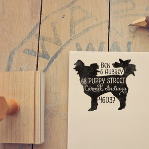 Chihuahua Return Address Stamp, Dog Owner Gift, Wooden Handle, Custom Rubber Stamp image 1