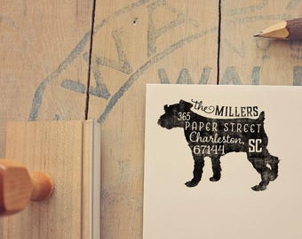 Schnauzer Return Address Stamp, Dog Owner Gift, Wooden Handle, Custom Rubber Stamp