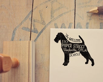 Irish Terrier Return Address Stamp, Dog Owner Gift, Wooden Handle, Custom Rubber Stamp