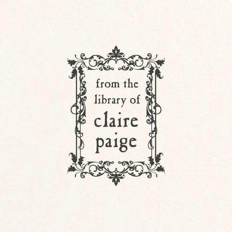 Floral Frame Library Stamp, Custom Self Inking Ex Libris Stamp, Book Plate Stamp, Teacher Gift, Anniversary Gift, Book Lover, Gift For Her image 2