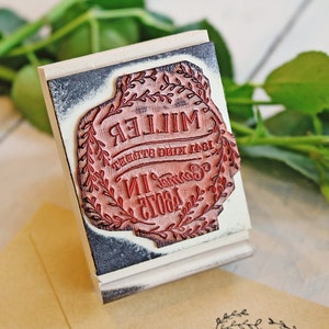 Rustic Return Address Stamp Floral Wreath Stamp Circular Rubber Stamp Laurel Stamp Wedding Invitation Stamp Rustic Stamp Rustic Wedding image 4