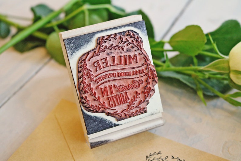 Rustic Return Address Stamp Floral Wreath Stamp Circular Rubber Stamp Laurel Stamp Wedding Invitation Stamp Rustic Stamp Rustic Wedding image 4