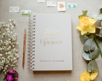 Wedding Planner Book, Real Gold Foil, Gold Wedding Planner, Bridal Shower Gift, Personalized Wedding Planner