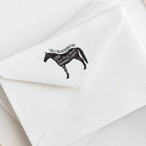 Horse Return Address Stamp, Personalized Rubber Stamp, Country Home Stamp, Farm Rubber Stamp