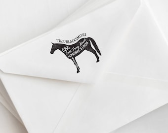 Horse Return Address Stamp, Personalized Rubber Stamp, Country Home Stamp, Farm Rubber Stamp