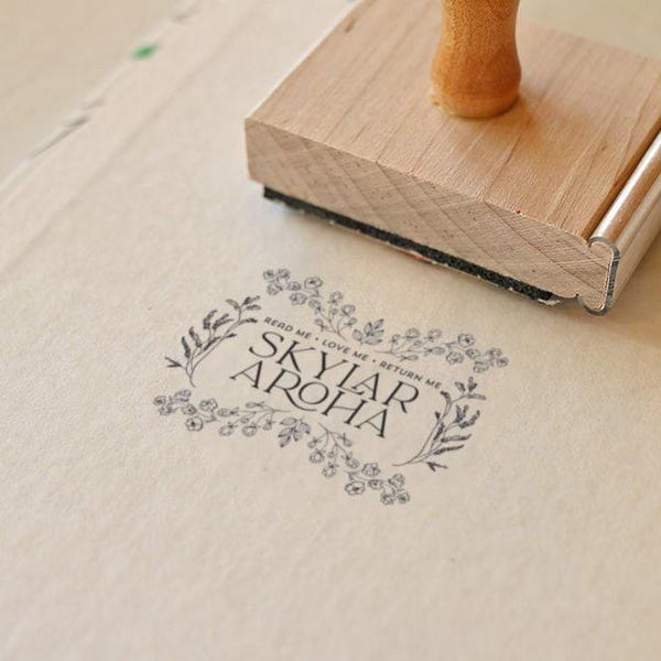 Floral Library Of Stamp, Personalized Ex Libris Bookplate, Custom Read, Love, Return, BookTok Gift