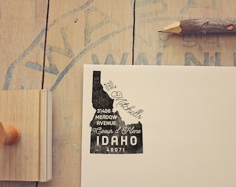 Idaho Return Address Stamp, State Stamp, Personalized Gift, Housewarming, Gift Newlywed, Gift for Her, Rubber Stamp, Custom Idaho Stamp