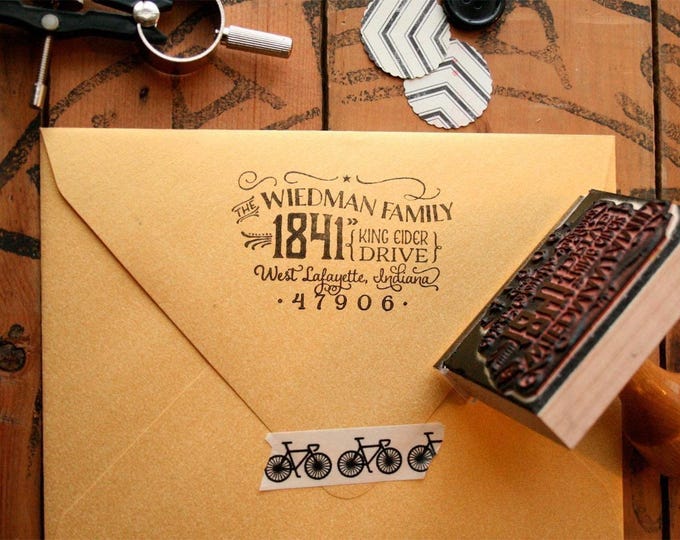 Cutest Return Address Stamp in the Whole World. Wood Handle. Personalized Rubber Stamp.