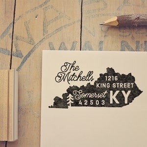 Kentucky Return Address Stamp, State Stamp Personalized Gift Housewarming Gift Newlywed Gift Rubber Stamp Kentucky Stamp Custom Address