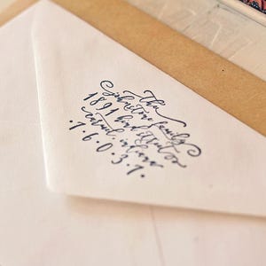 Calligraphy Return Address Stamp, Calligraphy Stamp, Housewarming Gift, Personalized Gift, Custom Address Stamp, Rubber Stamp, Wedding Stamp