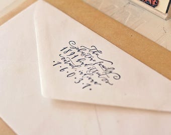 Calligraphy Return Address Stamp, Calligraphy Stamp, Housewarming Gift, Personalized Gift, Custom Address Stamp, Rubber Stamp, Wedding Stamp