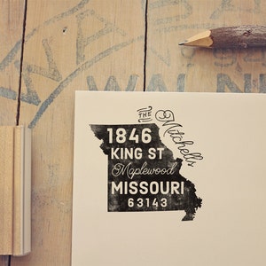 Missouri Return Address State Stamp, Personalized Rubber Stamp, Custom Gift, Missouri Stamp, Housewarming Gift, Wedding Gift, Stamper