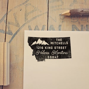 Montana retouradresstempel, staatsstempel gepersonaliseerd cadeau housewarmingcadeau jonggehuwde cadeau Rubberstempel aangepaste Montana-stempel Montana State