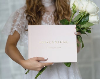 Timeless Guestbook • Modern Wedding Guest Book  • Photo Book • Gold Foil Hardcover Wedding Album • Horizontal Keepsake Book