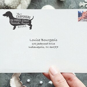 Dachshund Return Address Stamp, Dog Owner Gift, Wooden Handle, Custom Rubber Stamp, Weiner Dog Stamp image 4