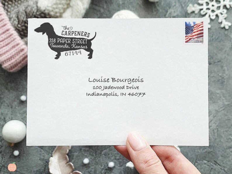 Dachshund Return Address Stamp, Dog Owner Gift, Wooden Handle, Custom Rubber Stamp, Weiner Dog Stamp image 4