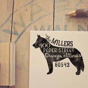 Husky Return Address Stamp, Dog Owner Gift, Wooden Handle, Custom Rubber Stamp, Alaskan Malamute, Samoyed, Keeshond image 1