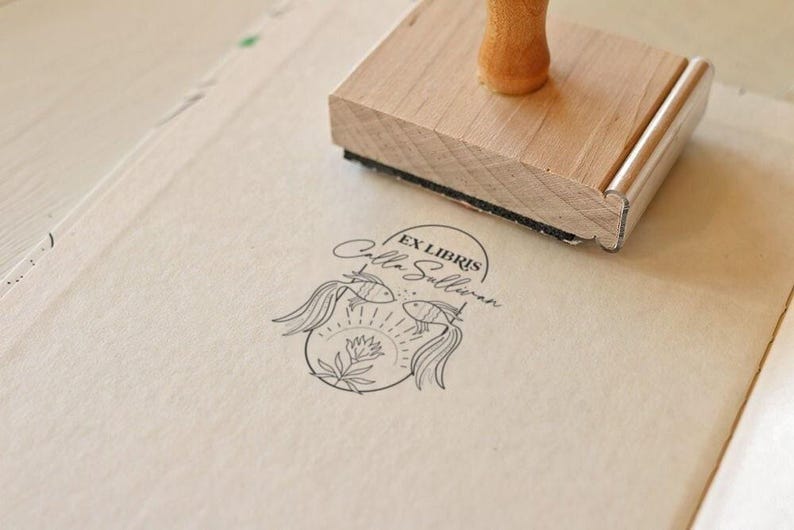 Fish Library Stamp: Custom Ex Libris Self Inking Stamp - Etsy