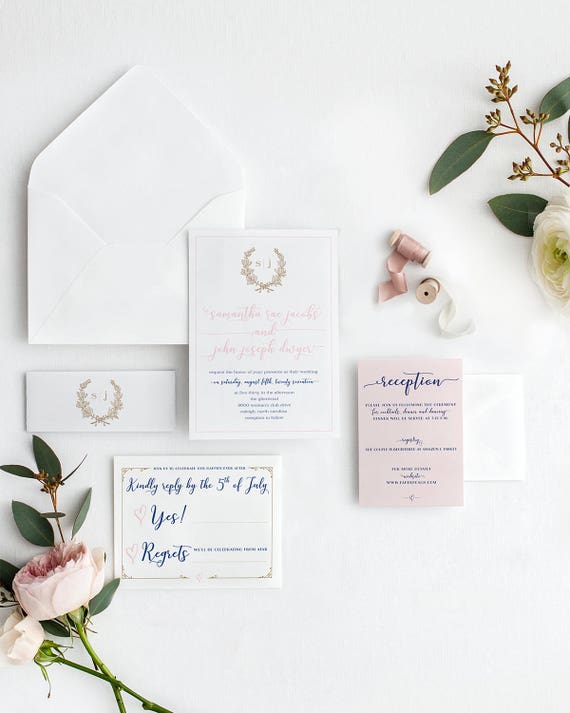 Passionate Calligraphy Wedding ceremony Invites. Printable Invites. Blush Red and Gold Monogram Invitations. graphic regarding Etsy Wedding Invitations Printable known as Passionate Calligraphy Marriage Invites. Printable Invites. Blush Purple and Gold Monogram Invitations.