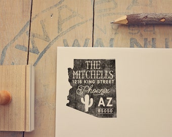 Arizona Return Address Stamp Arizona Stamp State Stamp Personalized Gift Housewarming Gift Desert Stamp Rubber Stamp Arizona Wedding Stamp