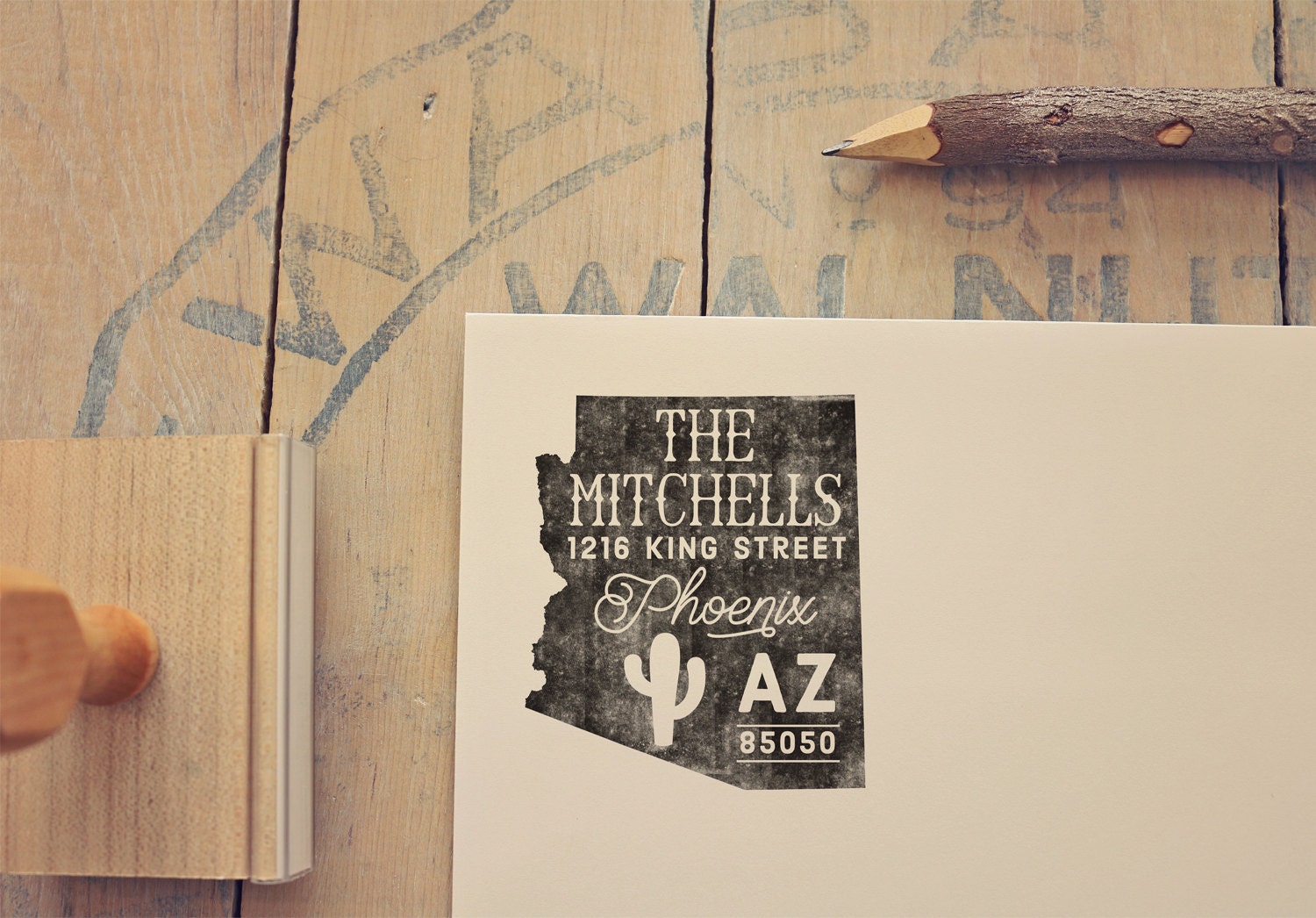 Arizona Return Address Stamp Arizona Stamp State Stamp Personalized Gift Housewarming Gift Desert Stamp Rubber Stamp Arizona Wedding Stamp