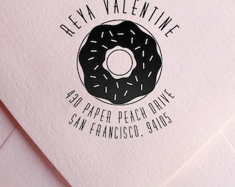 Donut Address Stamp, Custom Return Address Stamp, Personalized Address Stamp, Wedding Gift, Housewarming Gift, Christmas Gift, Newlywed Gift