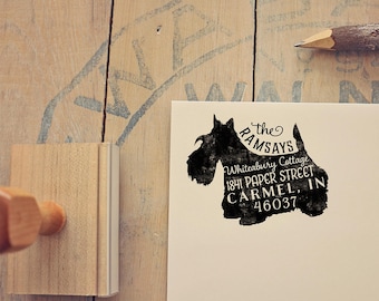 Scottish Terrier Address Stamp, Scottie Dog Return Address Stamp, Dog Lover Gift, Rubber Stamp, Personalized Pet Address Stamp