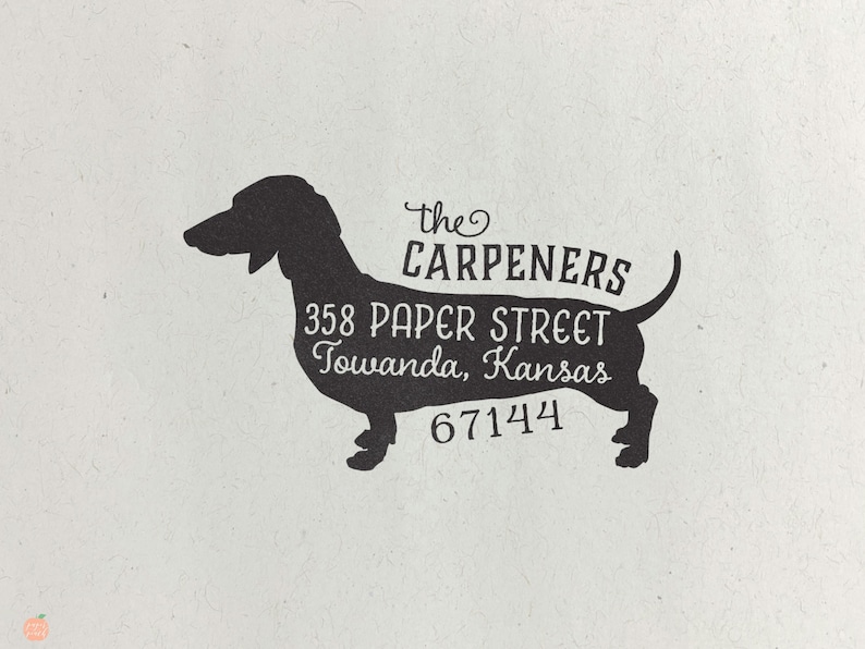 Dachshund Return Address Stamp, Dog Owner Gift, Wooden Handle, Custom Rubber Stamp, Weiner Dog Stamp image 2