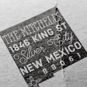 New Mexico Return Address Stamp, Personalized Gift, Housewarming, Gift Newlywed, Gift for Her, Rubber Stamp, Custom New Mexico Stamp image 2