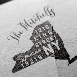 New York Return Address Stamp, State Stamp, Personalized Gift, Housewarming, Gift Newlywed, Gift for Her, Custom New York Stamp image 2