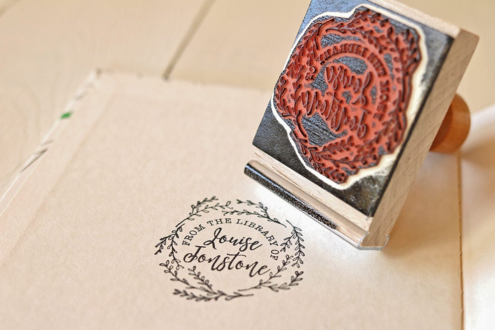 Library Stamp, Custom Stamp, Ex Libris, Book Stamp, Gift for Her