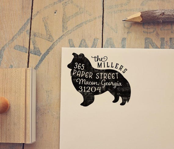 Shetland Sheepdog Return Address Stamp Dog Owner Gift Wooden Etsy