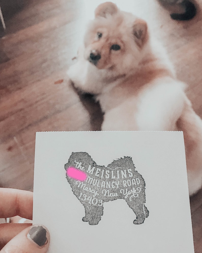 Chow Chow Return Address Stamp, Dog Owner Gift, Wooden Handle, Custom Rubber Stamp image 2