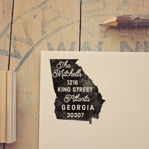 Georgia Return Address Stamp, State Stamp, Personalized Gift, Housewarming, Gift Newlywed, Gift for Her, Rubber Stamp, Custom Georgia Stamp