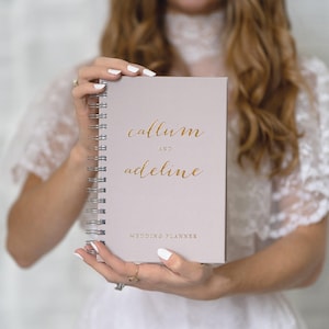 Calligraphy Wedding Planner: Personalized Gold Foil Name, Custom Bride Gift | Adeline Suite