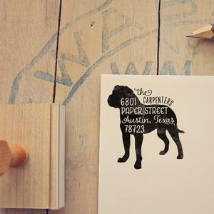 Rottweiler Return Address Stamp, Dog Owner Gift, Wooden Handle, Custom Rubber Stamp, Rott