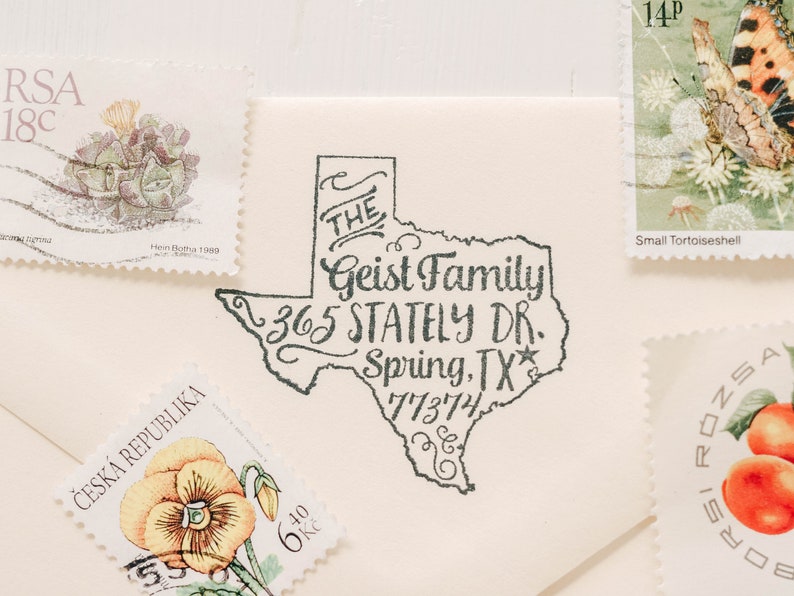 State Stamp State Return Address Stamp Housewarming Gift Custom Rubber Stamp Texas Stamp Personalized Gift Custom Stamp Newlywed Gift 