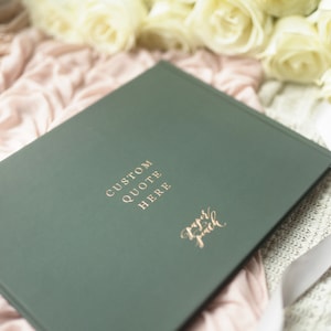 Green Guestbook Modern Wedding Guest Book Rose Gold Foil Hardcover Wedding Album Traditional Guestbook image 5