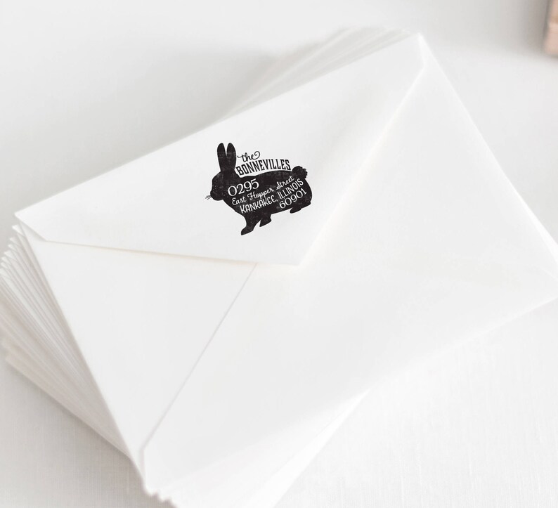 Bunny Rabbit Return Address Stamp Personalized Rubber Stamp Etsy