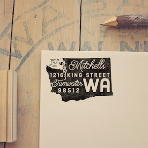 Washington retouradresstempel Washington stempel staatsstempel gepersonaliseerd cadeau housewarming cadeau rubberstempel staat Washington aangepaste stempel