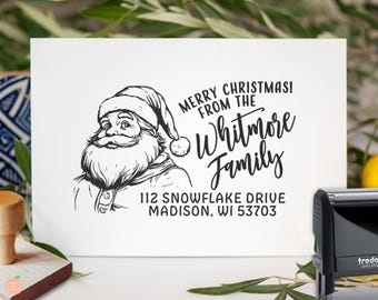 Personalized Santa Claus Return Address Stamp: Merry Christmas Family Name | Xmas Season