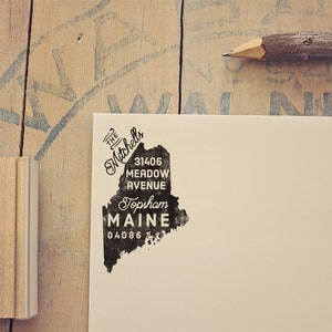 Maine-retouradresstempel, staatsstempel, gepersonaliseerd cadeau, housewarming, cadeau pasgehuwde, cadeau voor haar, rubberen stempel, aangepaste Maine-stempel