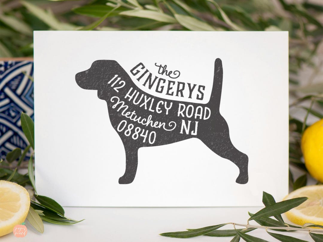 Beagle Return Address Stamp: Custom Dog Owner Gift, Wood Handle or Self ...