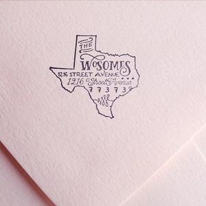 Staat retouradresstempel, staatsstempel, housewarmingcadeau, cadeau nieuw huis, pasgetrouwd cadeau, gepersonaliseerd verhuiscadeau, elke staat beschikbaar