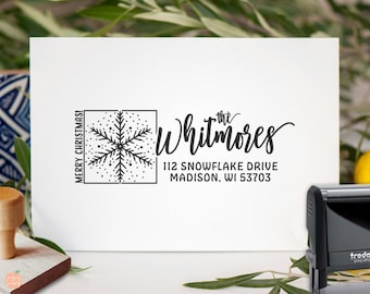Snowflake Return Address Stamp: Personalized Christmas Holiday Card Stamp #Xmas
